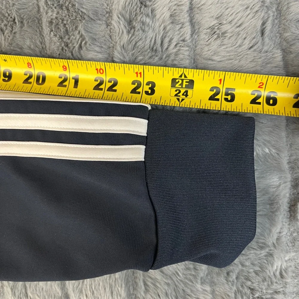Adidas Track Jacket Men's Size Small Navy Blue Full Zip 3-Stripes Logo